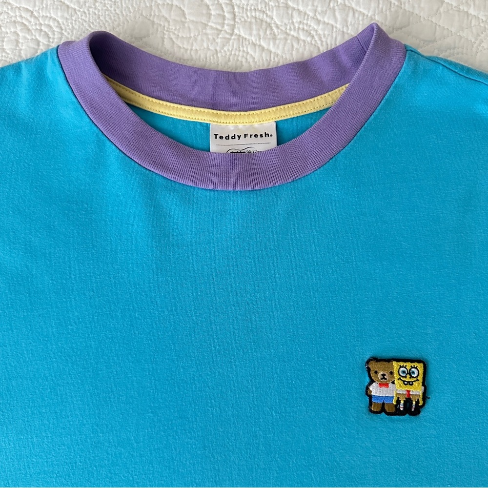 Teddy Fresh x SpongeBob Blue Purple Short Sleeve Tee T-Shirt Size Medium